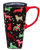 3CLC967885 Plaid Dogs 17oz Ceramic Travel Mug