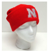 52020Neb NE Cuffed Red Cap w/Silver N