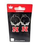 CCP-6772 Earrings Clear Bead Hoops Huskers 1 x 1.75in