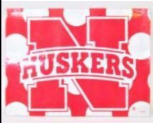 34430NE Husker Polka Dot Glass Cutting Board - 15x11in