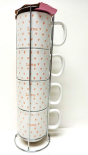 CM4TS-7PL Coffee Love Mug Set of 4 14oz w/ metal rack